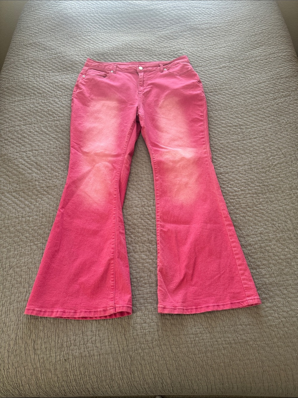 Washed Pink Flare Jeans